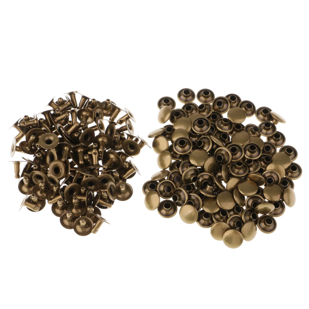 200pcs Single Cap Rivet Tubular Metal Leather Craft Repair Studs Punk Spikes 9x8mm 