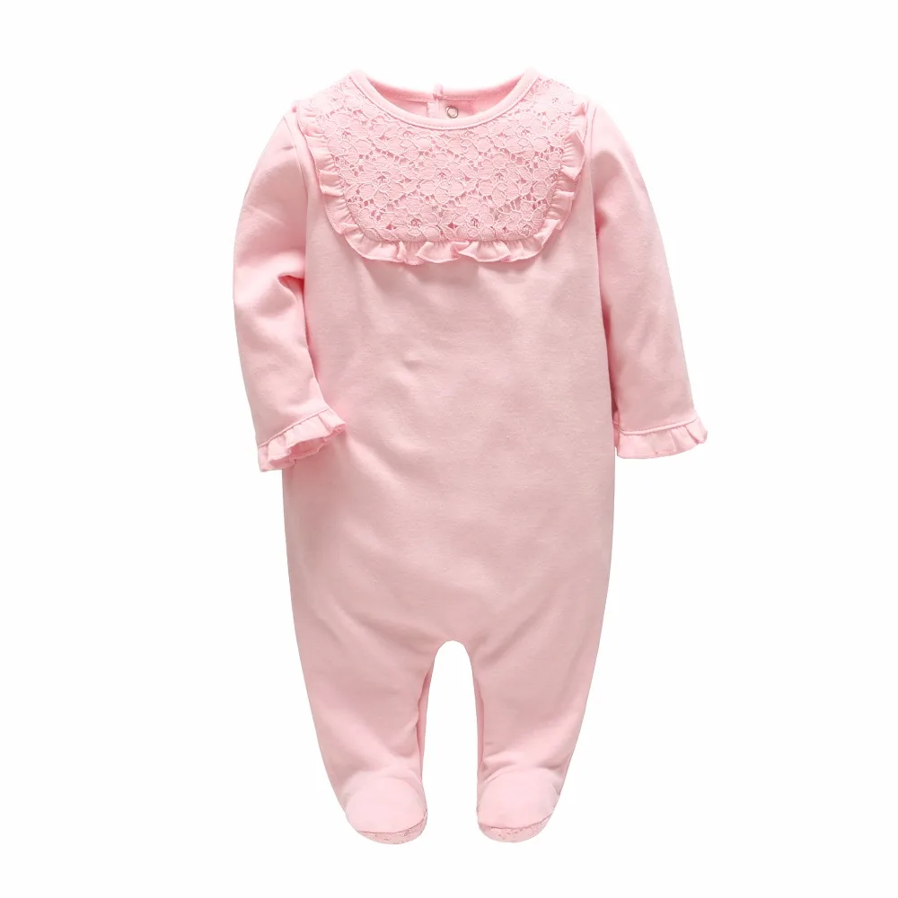 Vlinder 2018 spring autumn baby girl rompers pink Princess lace baby