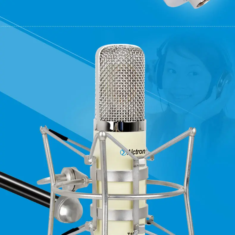 Alctron T190 Профессиональный Большой мембранный трубчатый конденсаторный Студийный микрофон, профессиональный трубчатый конденсаторный микрофон для записи