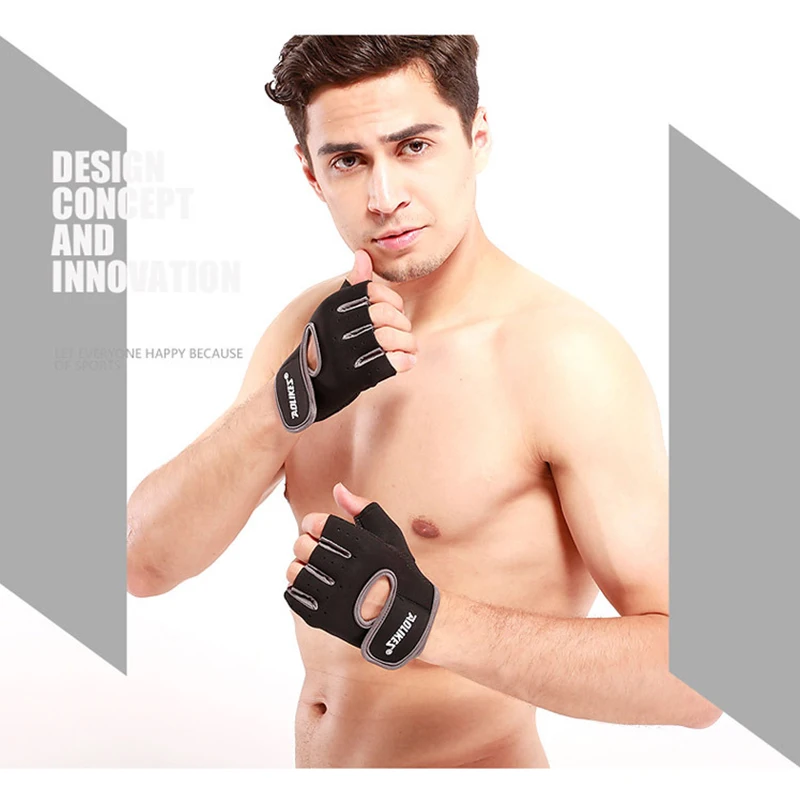 1Pair Men & Women Training Gym Gloves Body Building Sport Fitness Gloves Exercise Silicone Anti-slip Weight Lifting Gloves