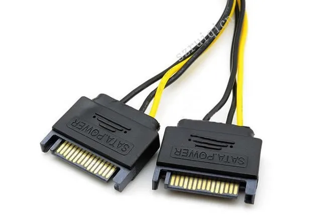 10 шт. двойной 15 pin SATA папа к PCI E PCIe Экспресс видеокарта 8 (6pin + 2 pin) Кабель питания 18AWG