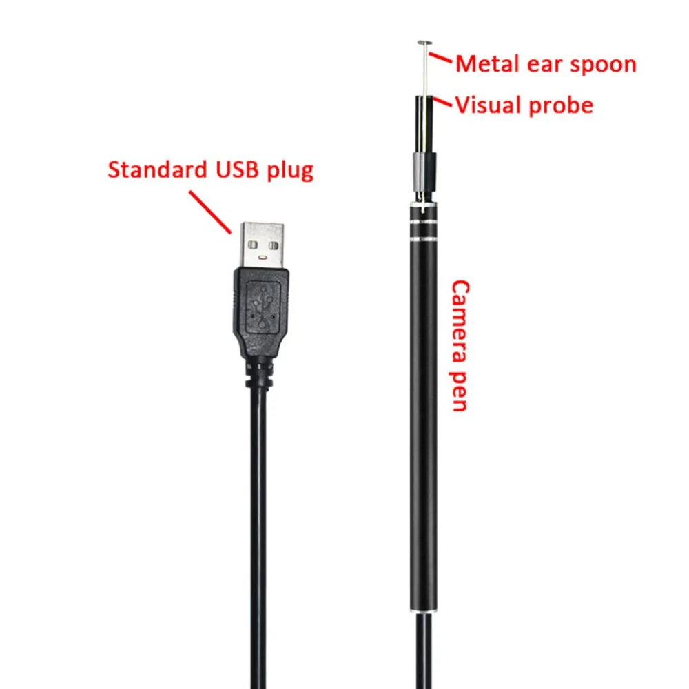 Международная упаковка) USB Ear Cleaning Endoscope HD визуальная ложка многофункциональная с камерой светящаяся Ушная ухо забота о здоровье