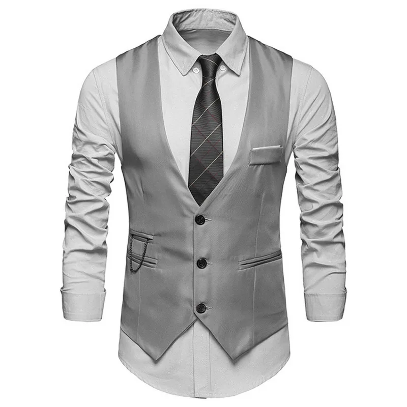 

New Spring Formal Vest Men Slim Fit Mens Vest Casual Male Wedding Party Waistcoat Homme Suit Vest Sleeveless Business Jacket
