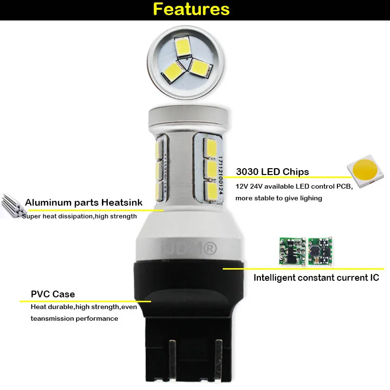 IJDM автомобиля T20 7440 7443 светодиодные лампочки Canbus OBC T15 W16W LED 1156 S25 LED 1157 3156 3157 светодиодные лампы для стоп-сигнал задний фонарь указателя поворота 12V