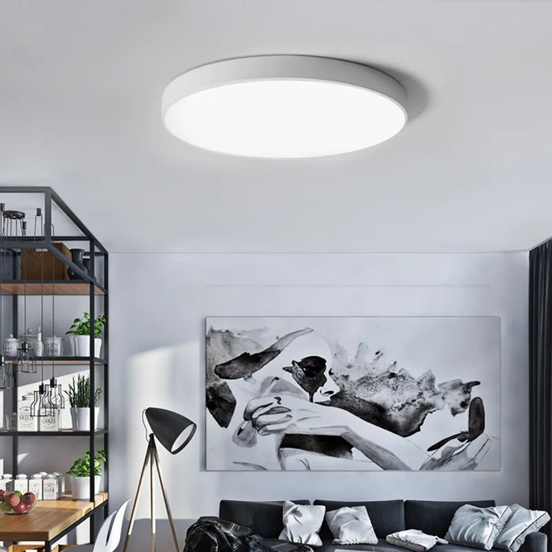 Lâmpadas de Ferro Luzes de Teto para Sala de Estar Ultra-fino Prático Levou Teto Quadrado Redondo Preto - Branco Quarto Iluminação Interior 5 cm 6 Ultra-fino Prático 5 CM LEVOU Teto Lâmpadas