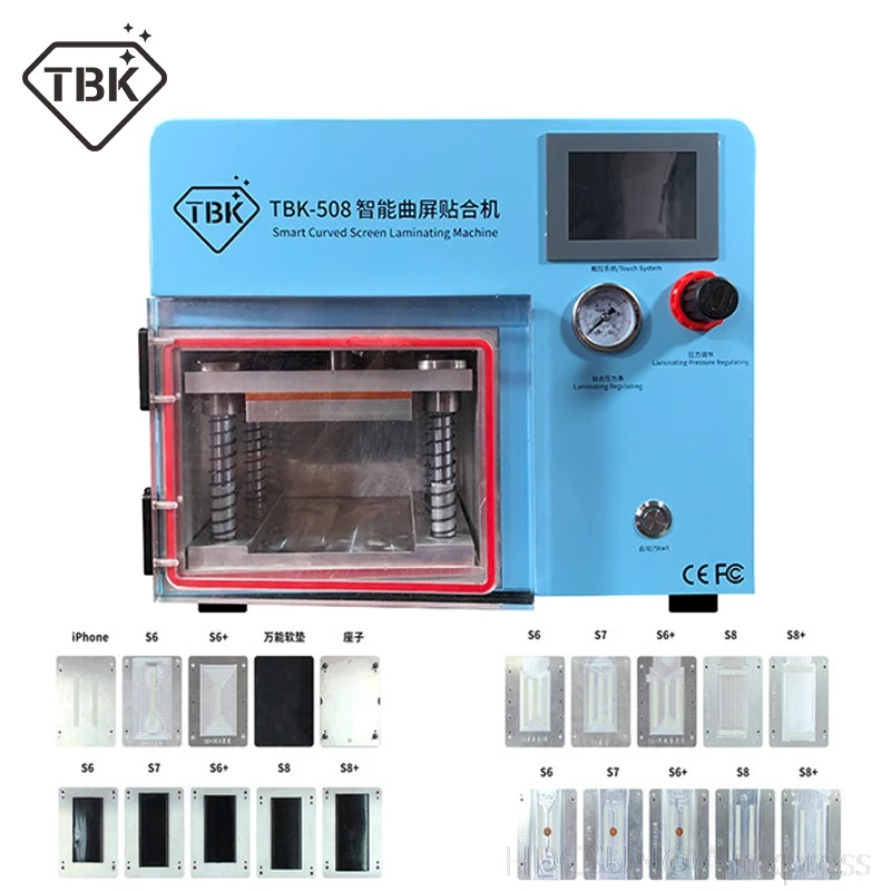 

TBK-508 Curved Screen Laminating and Debubble Machine LCD Edge Laminating Machines For samcung S6 S7 S8 edge screen with molds