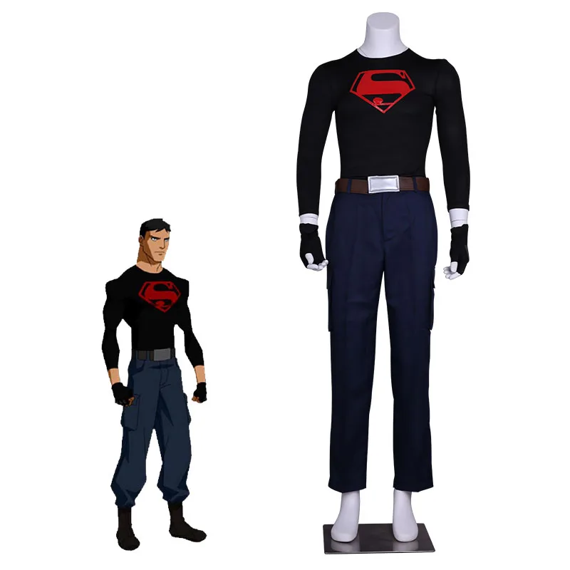 

Young Justice Superboy Black short sleeve Suit Cosplay