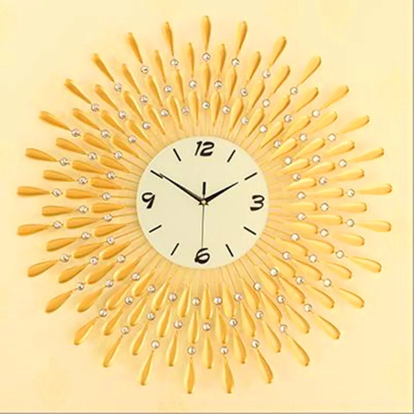 Европейские модные большие часы блестящие железные художественные металлические рамки Стразы, украшенные настенные часы черные настенные часы секундомер 60*60