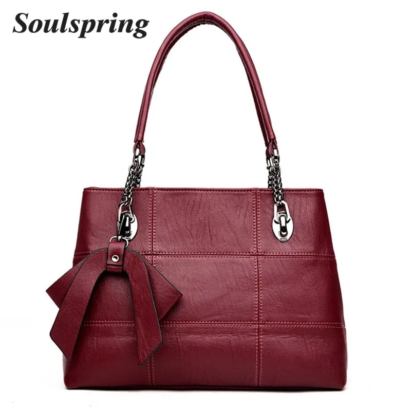 

New Genuinue Leather Bags For Women Plaid Handbag Female Bow Messenger Bags Large Capacity Casual Tote Bag Bolsa feminina 2018