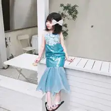 Детские платья для девочек; новое летнее красивое и милое платье принцессы с рыбий хвостом; платье для выступлений для девочек; вечерние платья