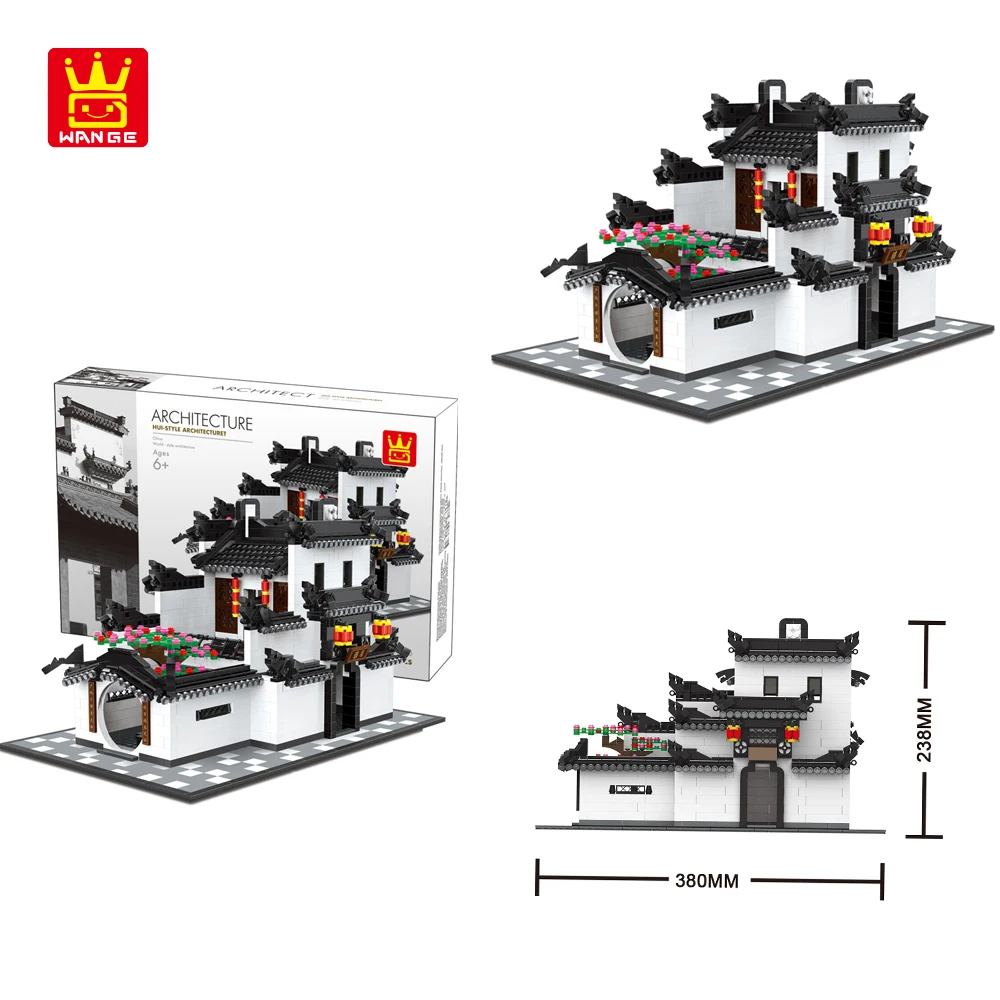 WANGE Блоки DIY Сборка строительные блоки 1575 шт. кирпичи китайский Хуэй-стиль архитектурные игрушки для детей Подарки