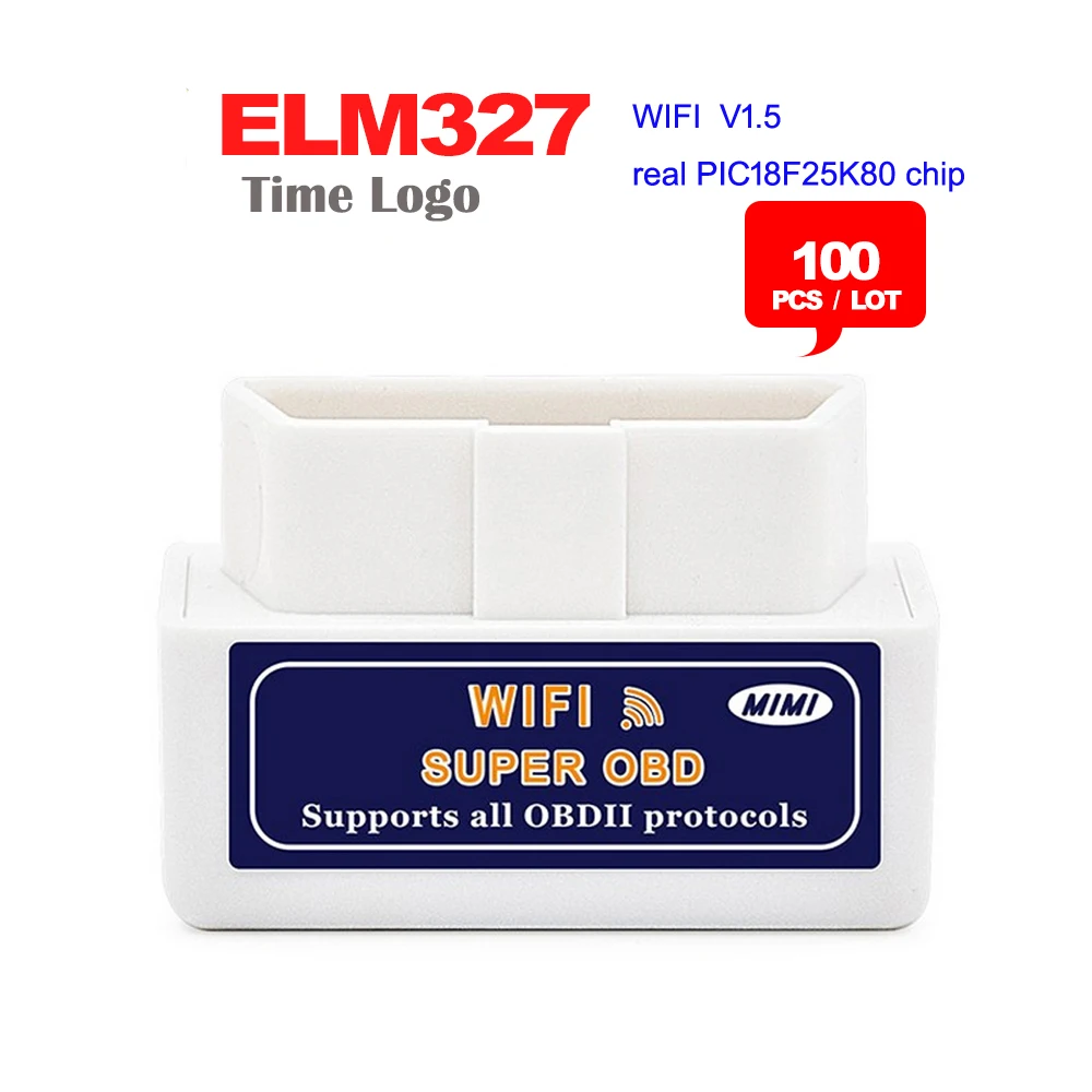 Автомобильный сканер ELM327 wi fi V1.5 OBDII/OBD2 100 шт./лот инструмент с поддержкой Android и IOS