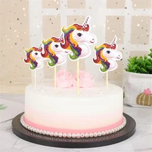 Креативный Радуга лошадь сердце Корона Единорог торт Топпер карта вставляется десерт, капкейк день рождения Единорог праздничные Свадебные украшения