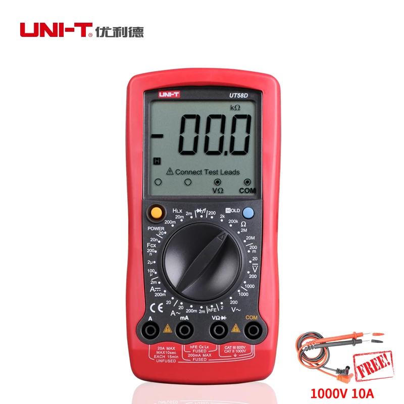 

UNI-T UT58D 1000V 20A Auto Range Digital Multimeter AC/DC Voltage Current,Resistance,Capacitance,Inductance Tester