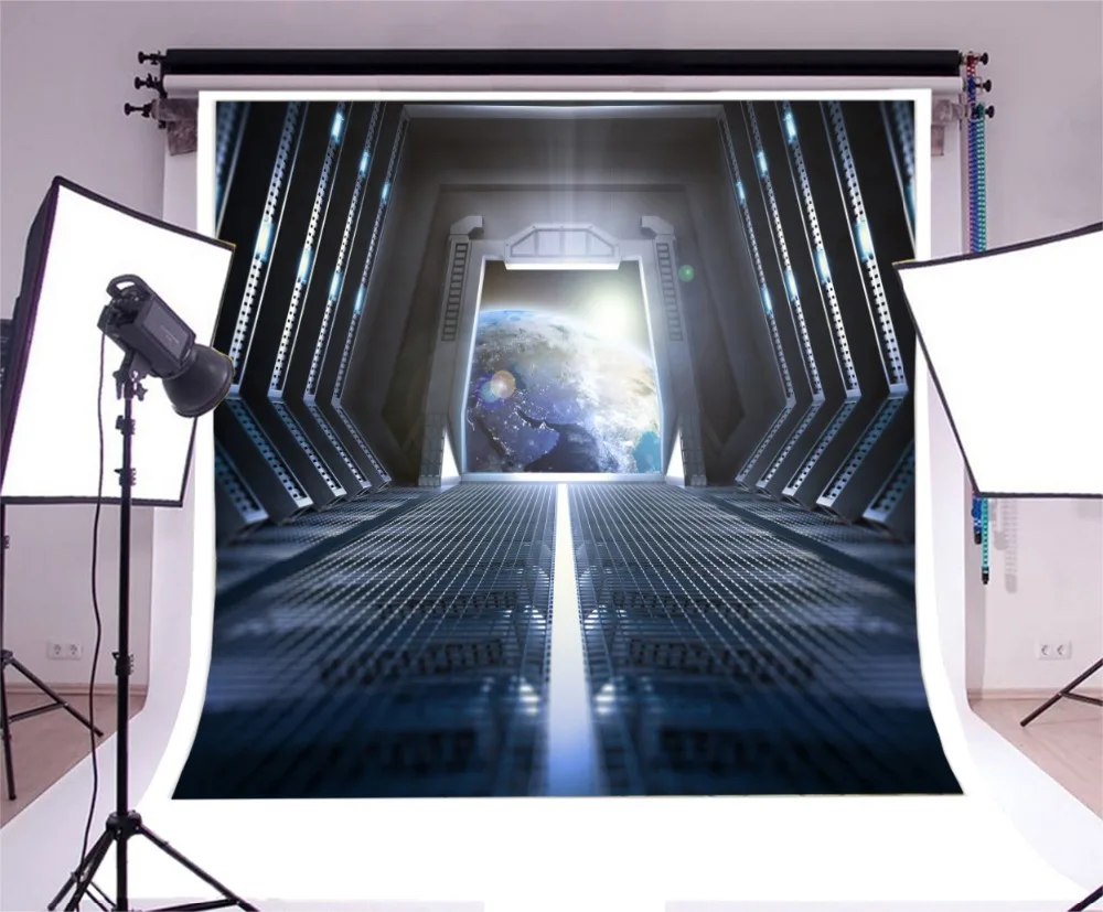 Laeacco Fantasy Spacecraft Interior Photography Backgrounds Customized Photographic Backdrops For Photo Studio