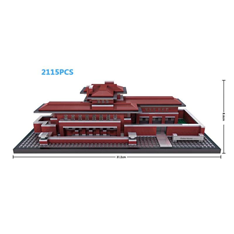 

Hot modern World famous architecure Robie House Chicago United States mini block Prairie School building brick educational toys