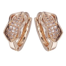 Yunkingdom aretes pendientes de aro de cristal únicos para mujeres pendientes de oro rosa círculo femenino pequeños aros(China)