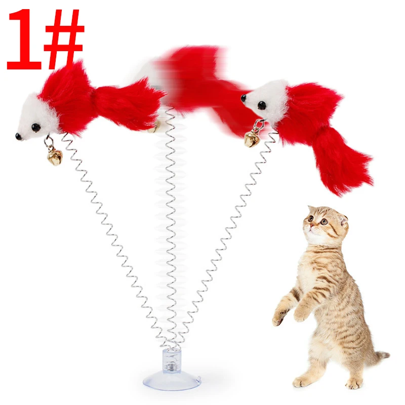 

2019 NEW Multicolored Plush Scratch Bottom Sucker Pet Cat Toys Feather False Mouse Kitten