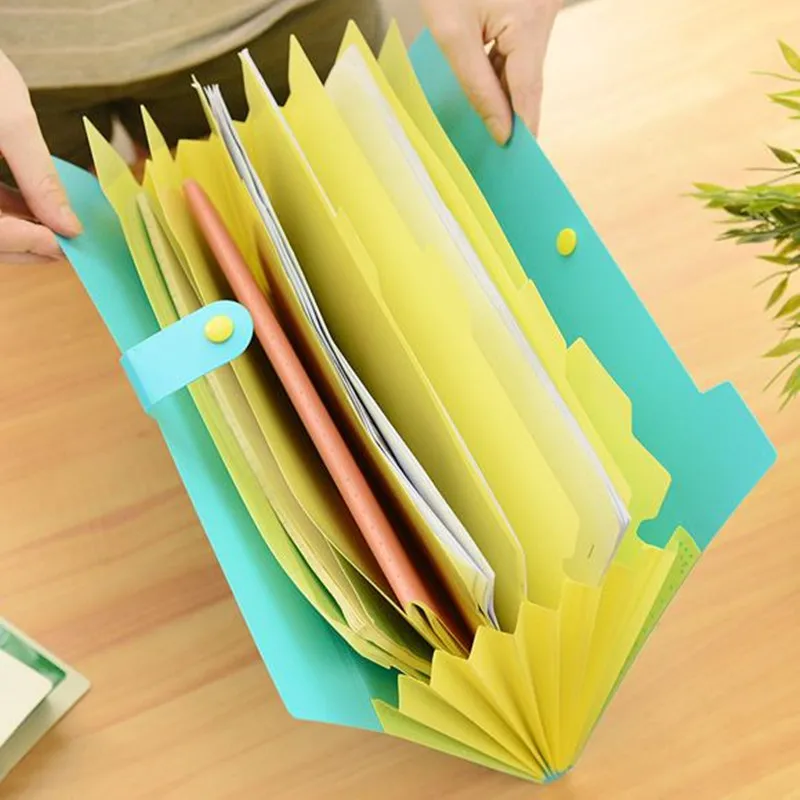 

Coloffice 1PC Candy Color Filing Production 8 Into Expanding Folder Multi-Function Clip File Document File Folder School Office