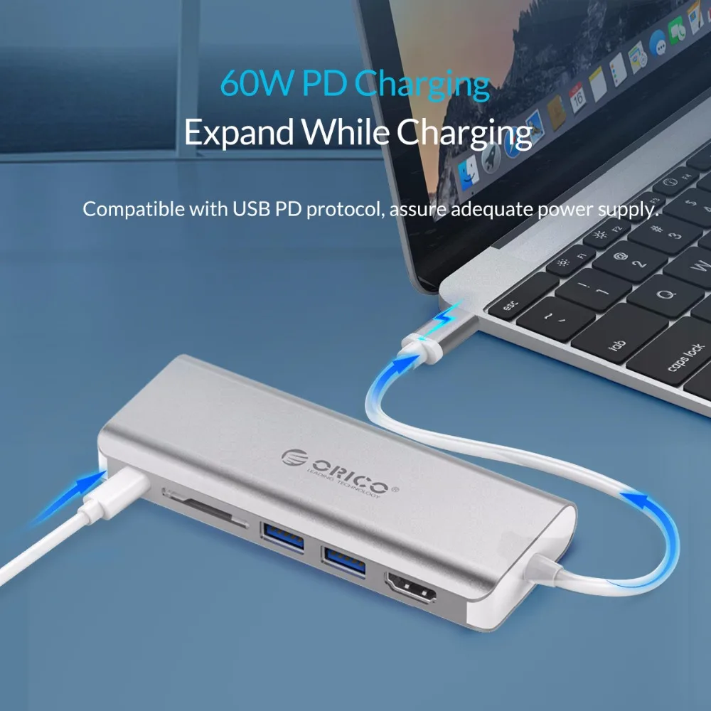 ORICO USB C концентратор type C-HDMI RJ45 VGA для MacBook samsung HUAWEI type C USB 3,0 концентратор 15 см usb-хаб