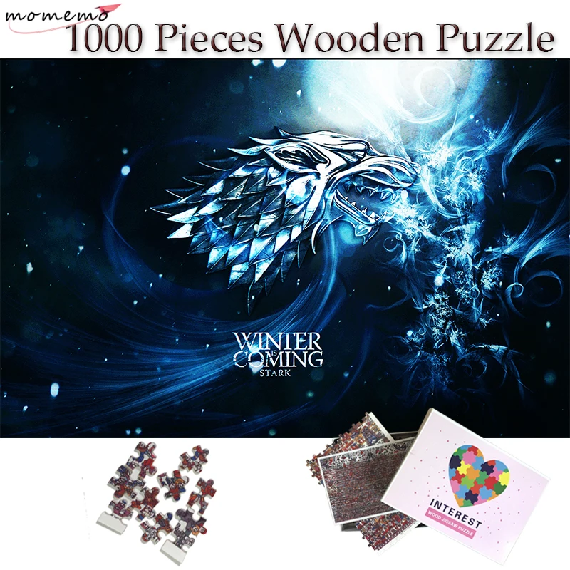 

MOMEMO STARK Family Badge Wooden Puzzle 1000 Pieces Game of Thrones Winter Is Coming Wooden Jigsaw Puzzles 1000 Pieces for Adult