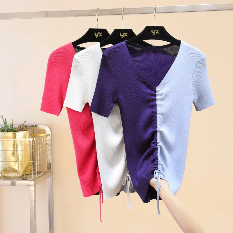 

female 2019 summer into joining together cultivate morality short sleeve T-shirt all shirt jacket that show hilum