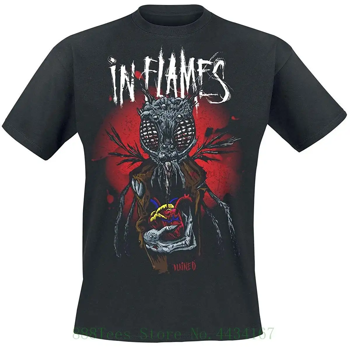 in flames drained t shirt black t shirt novelty cool tops men