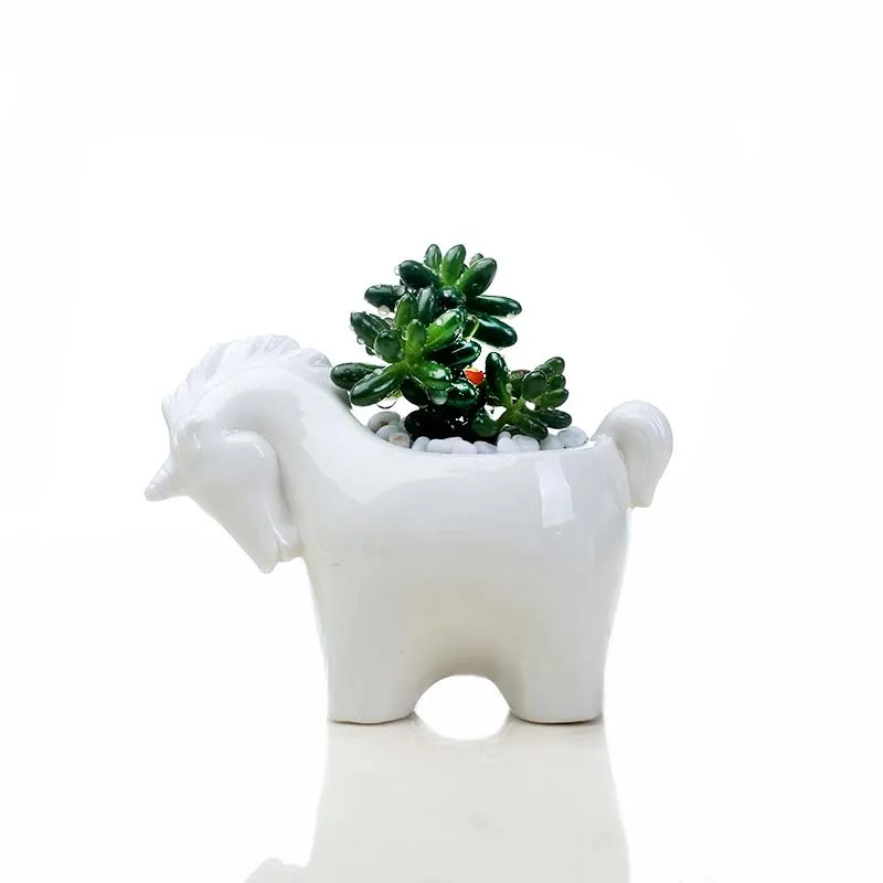 

Creative gardening pony flower POTS White Ceramic Fleshy Small Flowerpot Table Plant Pot Culture Flower Pot Home Decoration B