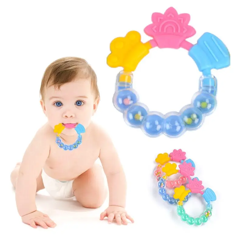 Lovely Baby Hand Rattle Teether Newborn Toddler Toothbrush Silicone