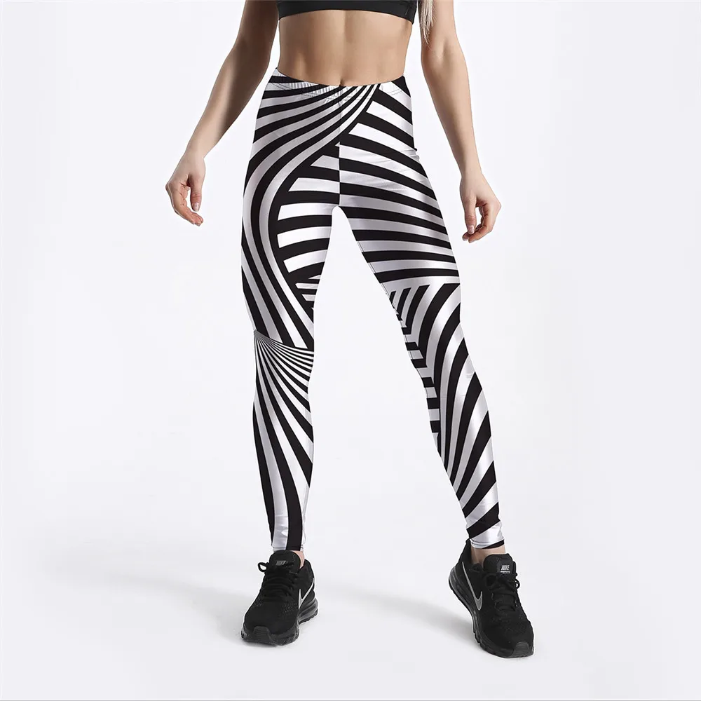 FCCCEXIO New Style Women Workout Leggings Zebra Black&White Stripes Printed Fitness Legging Mid Waist Ankle Length Drop Shipping FCCCEXIO New Style Women Workout Leggings Zebra Black&White Stripes Printed Fitness Legging Mid Waist Ankle Length Drop Shipping