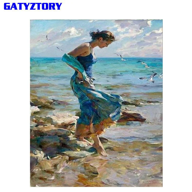 GATYZTORY, Безрамная, сделай сам, краска по номерам, красота, для женщин, Современная Настенная живопись, холст, краска, акриловая краска по номерам, для домашнего декора