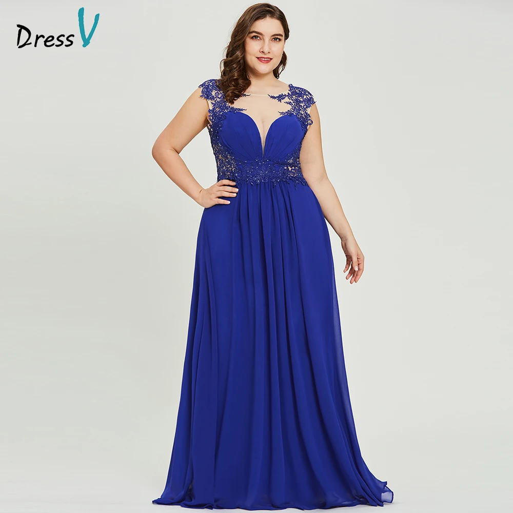 Dressv dark royal blue plus size evening dress