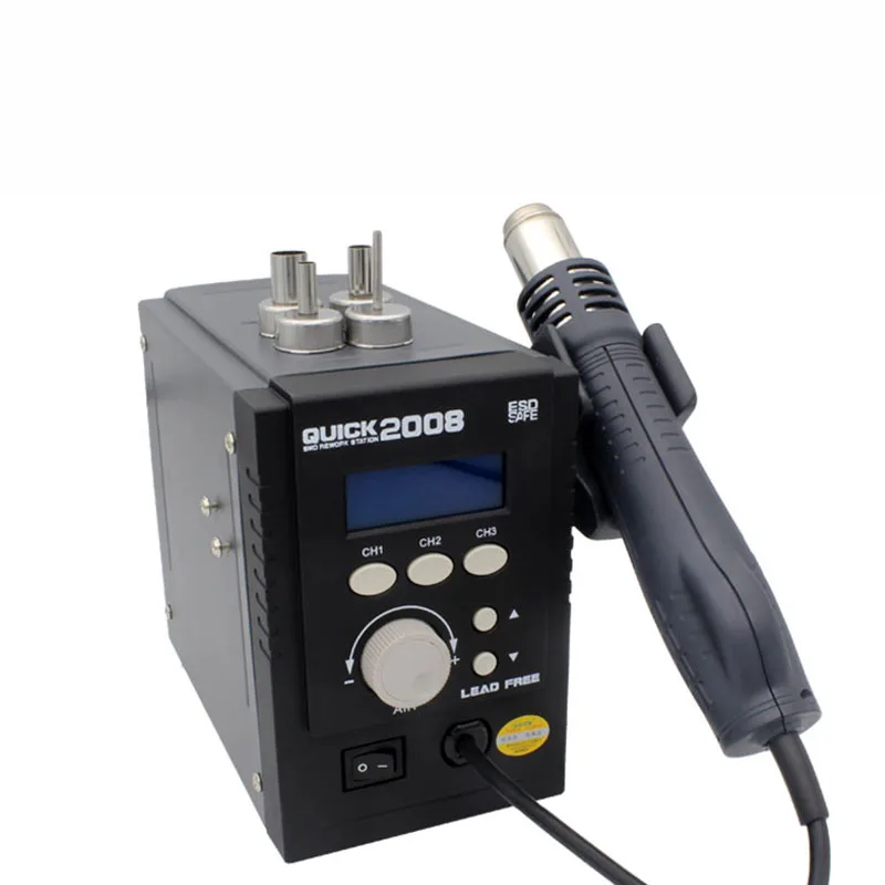 

QUICK 2008 ESD Rework Station For Phone BGA Desoldering Repairing Hot air gun welding bench lead free adjustable display