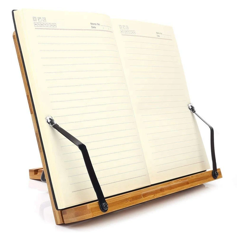  Adjustable Book Holder Tray and Page Paper Clips-Cookbook Reading Desk Portable Sturdy Lightweight 