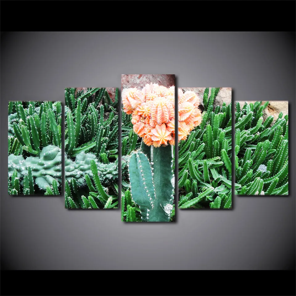 5 Pieces Green Plants Cactus Flower Modern Abstract Wall Art Poster