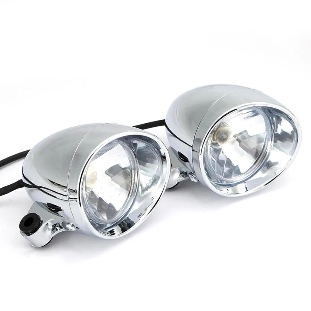 Pack of 2 4'' Chrome Motorcycle Bullet Front Headlight Fog Light Lamp for   Aftermarket Front Headlight