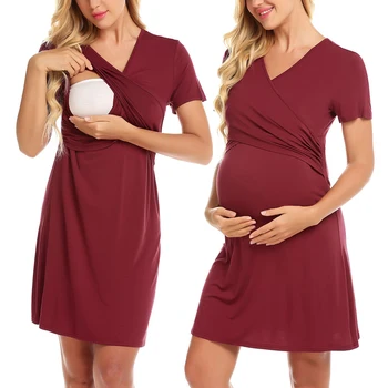 

Vetement Femme 2020 Women's Maternity Pregnancy Clothes Dress Nursing Spring and Summer Pregnant Women's Solid Color Dress