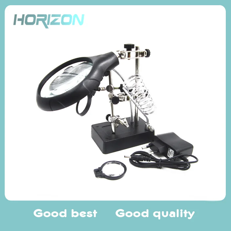 

MG16129-C AC/DC Hand Solder Stand Interchangeable Desk LED Light Magnifier