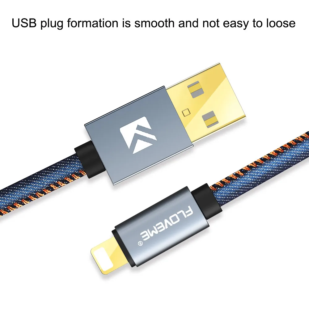 FLOVEME para el relámpago al Cable del USB para el iPhone 8 6 7 5 V/2.1A carga rápida 0,3 m 1 m 2 m Cable USB para iPhone Cabo al por mayor 5 unids/lote