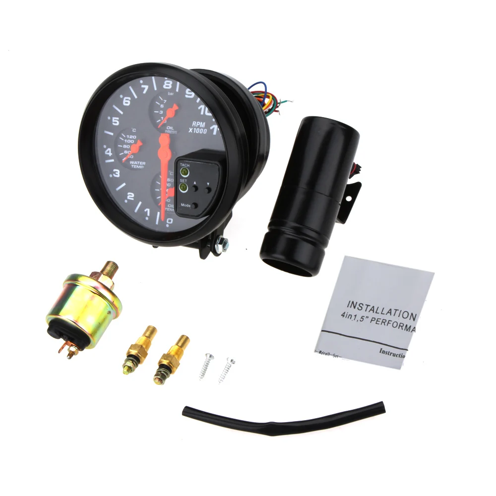 Universal Auto Motorcycle Multifunctional 5'' 4 in 1 Tachometer RPM Gauge Oil Temp Pressure Autometer Car Meter Gauge on Aliexpress.com | Alibaba Group