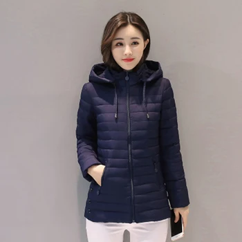 

2018 New Brand Ultra Light Women Padded Cotton Jacket Female Short Wadded Coat With Hooded Lady Thin Plus Size Cotton Coat F765