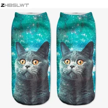 ZHBSLWT 3D Sock Print Lovely Cat Time limited Ruched Polyester Contrast Color Meias Women Socks Casual