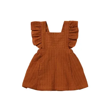 

Summer Casual Baby Girls Flare Sleeve Solid Print Dress Kids Toddler Backless Pageant Sundress