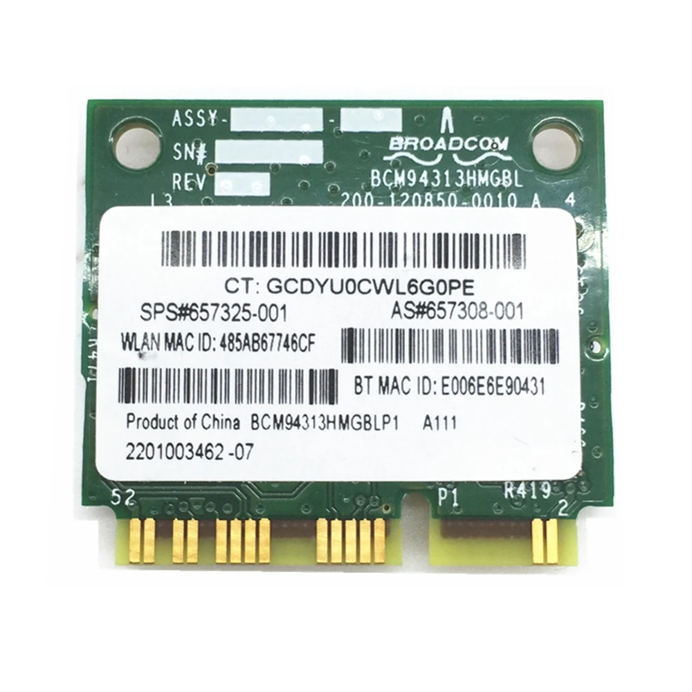 Для BroadCom BCM94313HMGB BCM4313 Wifi+ Bluetooth 4,0 Mini PCI-E 300 Мбит/с карта для hp G4 G6 DV6 DV7 CQ43 CQ57 SPS 657325-001