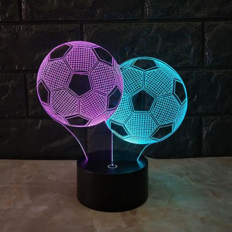 Football 3d Visual Night Light 7 Color Touch Charging Led Usb Stereo Kids Lamp New Style Of