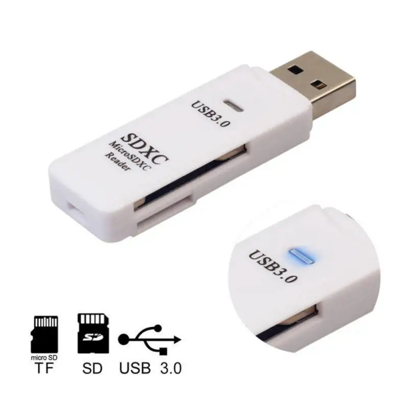 Портативный 2 в 1 устройство чтения карт памяти usb 3,0 адаптер для SD/TF micro SD PC ноутбук аксессуары S01