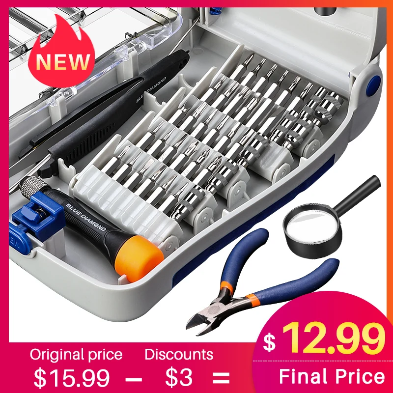

41pcs in 1 set screwdrivers set tool repair tool kit Magnetic Screw Driver Tools hand tool with magnifying glass tweezer plier