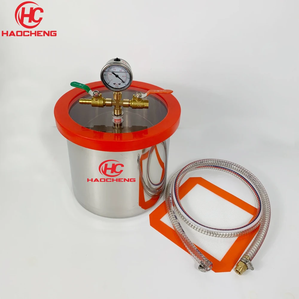 Vacuum Chamber Kit 2 Gal (8L) with 2.5CFM (1.4L/s) 220V Vacuum Pump 25cm*20cm Stainless Steel Degassing Chamber rotary vane vacuum pump