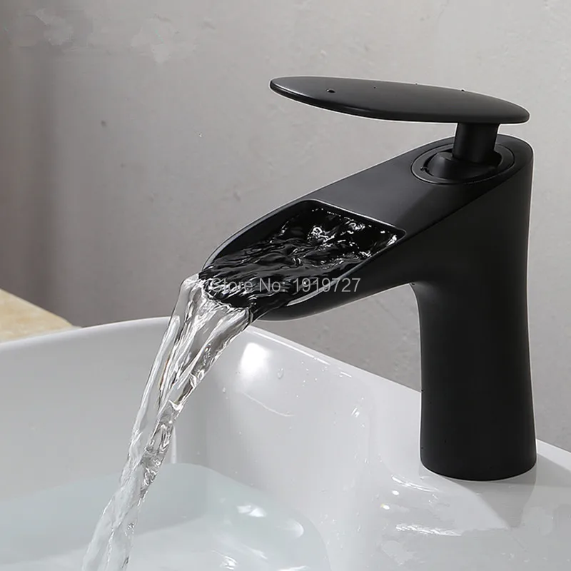 AU Bathroom Waterfall Spout Mixer One Hole Handle Basin Sink Tap Silver WELs