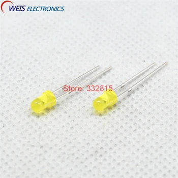 

100pcs LED Yellow Color 3mm Diffused Diode Round Light-Emitting Diode 20mA 3 mm DIP LED Lamp Light Wide Angle